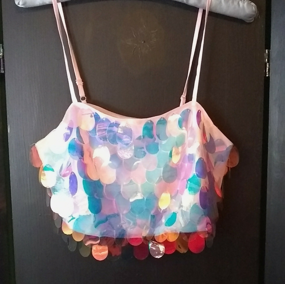 Shimmering pink bandou top